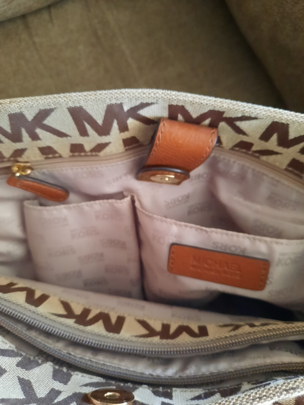 Michael Kors Tan MK Logo Satchel Bag - Picture 9 of 9